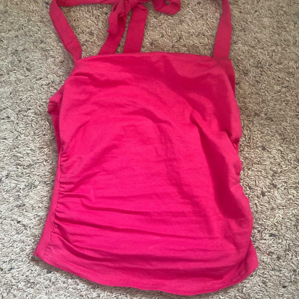 SHEIN Pink Ruched Tank Top